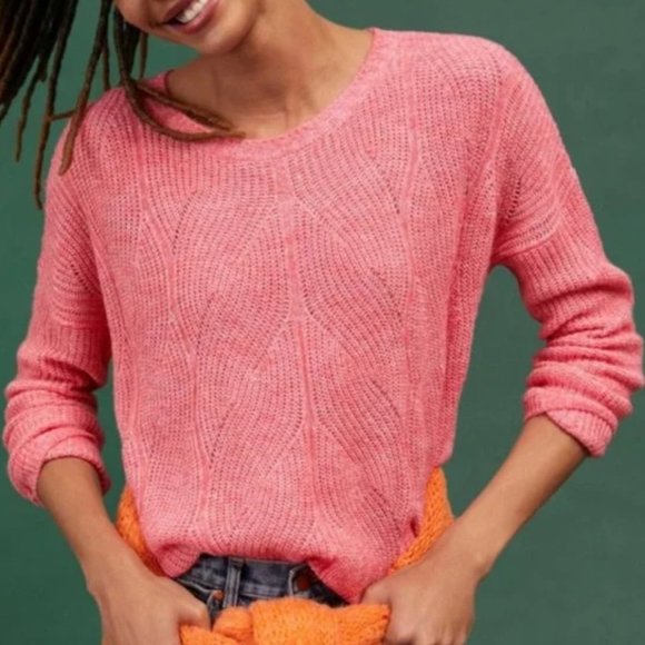 Pink Anthropologie Keely Cableknit 
